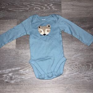 Blue Long Sleeve Bodysuit with Animal Face